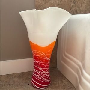 Murano Red and Orange Art Glass Vase